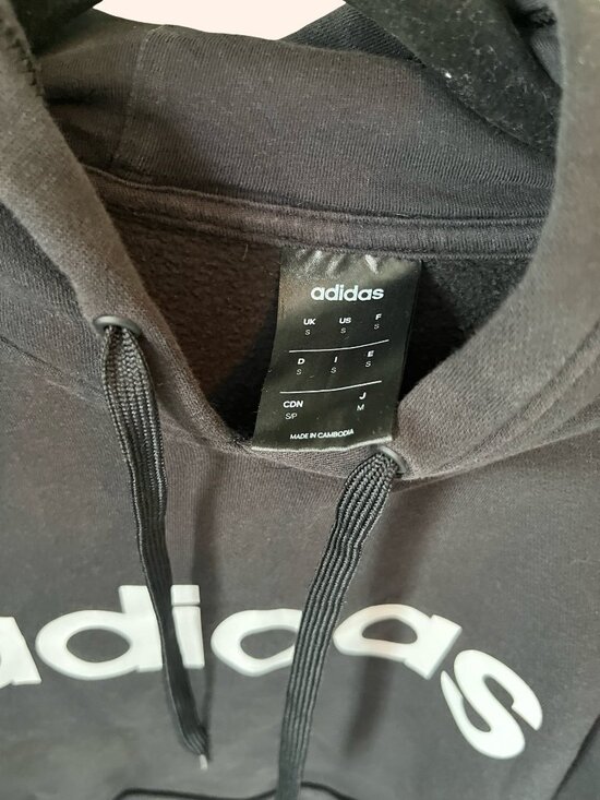 Adidas Black Hoodie 3 Stripe Logo Pullover Size Small - Picture 5 of 6